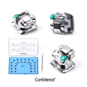 Brackets auto-ligaturants métal 17-4 haute résistance Roth/MBT 0.022 avec crochets et tubes (28 pcs) - Style Damon Q