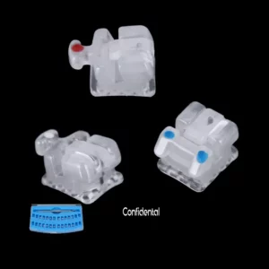 Brackets en céramique auto-ligaturants Roth/MBT 0.022 avec crochets 3-4-5, bretelles transparentes et outil inclus, 20 pièces.